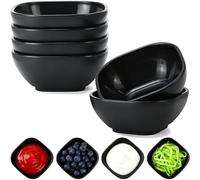 MaoMaoCha 6 Pack Unbreakable Dipping Bowls, 4.5 OZ Plastic Soy Sauce Dishes, Small Dessert Bowls Set, Dipping Sauce Cups Mini Prep Bowl for Side Dish Ketchup Snack Nuts Condiments Candy Dip (Black)
