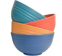 MaoMaoCha Plastic Cereal Bowls 4 Pieces, Unbreakable 700ml/24oz Lightweight Bowl Set, Reusable Serving Bowl for Rice Noodle Soup Snack Salad Fruit, BPA Free, Dishwasher & Microwave Safe (4 Colors)