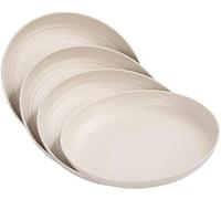 MaoMaoCha Plastic Plates Reusable Set of 4, 23 cm Unbreakable Dinner Plates, Lightweight Camping Plate for Picnic, Salad, Pasta, Party, Home, Office, Dishwasher & Microwave Safe