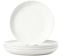 MaoMaoCha Plastic Plates Reusable Set of 4, 23 cm Unbreakable Dinner Plates, Lightweight Camping Plate for Picnic, Salad, Pasta, Party, Home, Office, Dishwasher & Microwave Safe (White)