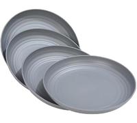 MaoMaoCha Plastic Plates Reusable Set of 4, 8 Inches Unbreakable Dinner Plates, Lightweight Camping Plate for Picnic, Salad, Pasta, Party, Home, Office, Dishwasher & Microwave Safe (Gray)