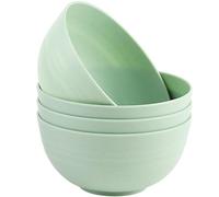 MaoMaoCha Unbreakable Cereal Bowls Set of 4, 24 oz Plastic Salad Bowls, Dishwasher & Microwave Safe, Lightweight Reusable Bowl for Rice Noodle Soup Snack Salad Fruit (Green)