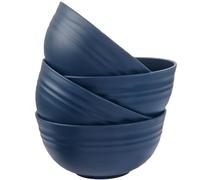 MaoMaoCha Unbreakable Cereal Bowls Set of 4, 24 oz Plastic Salad Bowls, Dishwasher & Microwave Safe, Lightweight Reusable Bowl for Rice Noodle Soup Snack Salad Fruit (Dark Blue)