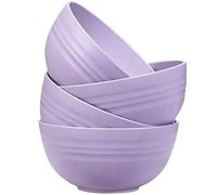 MaoMaoCha Unbreakable Cereal Bowls Set of 4, 24 oz Plastic Salad Bowls, Dishwasher & Microwave Safe, Lightweight Reusable Bowl for Rice Noodle Soup Snack Salad Fruit (Purple)