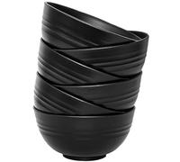 MaoMaoCha Unbreakable Cereal Bowls Set of 6, 24 oz Plastic Lightweight Breakfast Bowls, Large Capacity Salad Bowls for Rice Noodle Soup Snack Salad Fruit, Dishwasher & Microwave Safe (Black)