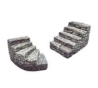 MAOMIA 2 Pcs Miniature Stone Steps Figurines Fairy Garden Ornaments, Miniature Garden Stairs Accessories Micro Landscape Decoration(2.6 inch)