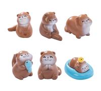 MAOMIA 8 Pcs Miniature Otter Figurines Easter Cake Toppers, Mini Lutra Figure Craft Plant Pot Fairy Garden Micro Landscape Decor Ornament