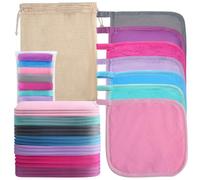 MAOMUN 21PCS Reusable Makeup Remover Pads with String Bag, 16x16cm Microfibre Face Cloth Cleansing Pads Makeup Remover Cloth Make Up Remover Face Cloths, Washable Face Cleansing Pads for All Skin