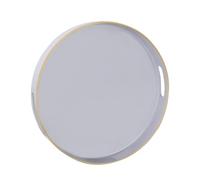 MAONAME 13" Gray Round Tray, Grey Serving Tray with Handles, Modern Round Decorative Trays for Coffee Table, Plastic Trays for Ottoman, Bathroom, Decor