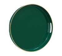 MAONAME Dark Green Decorative Tray, 13" Round Serving Tray with Handles, Plastic Trays for Coffee Table, Modern Ottoman Trays for Living Room, Bedroom