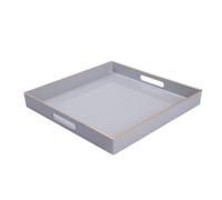 MAONAME Decorative Tray, Gray Serving Tray with Handles, Coffee Table Trays, Square Plastic Trays for Ottoman, Bathroom, Kitchen, 13"x13"x1.57"