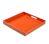 MAONAME Decorative Tray, Orange Square Plastic Tray, 13"x13"x1.57", Modern Style, Handles, Perfect for Coffee Table, Ottoman, Kitchen, Bathroom, Gift