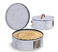 MAONAME Light Gray China Storage Containers, 2 Pack Hard Shell Dinnerware Storage with 24 Felt Dividers for Charger Plates, Great for Platters and Serving Dishes, 14.5" W x 7" H