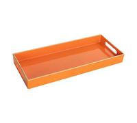 MAONAME Orange Vanity Tray, Plastic Decorative Tray, Rectangular Trays with Handles, Narrow Bathroom Trays for Toilet Tank, 13.8" X 6" X 1.57"