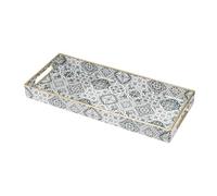 MAONAME Plastic Vanity Tray, Bathroom Counter Tray, Decorative Tray with Handles, Storage Dresser Tray Organizer for Toilet Tank, Jewelry, Makeup, 13.8" x 6" x 1.57"