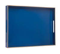 MAONAME Royal Blue Serving Tray with Handles, Rectangular Decorative Tray, Modern Coffee Table Tray, Plastic Ottoman Tray for Bathroom, Decor, 15.7” x 11.8” x 1.57"