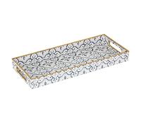 MAONAME White Decorative Tray, Plastic Serving Tray with Handles, Rectangular Moroccan Tray, Long Narrow Tray for Bathroom, Kitchen Sink, 13.8" X 6" X 1.57"