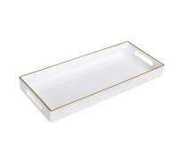 MAONAME White Vanity Tray, Plastic Decorative Tray, Rectangular Trays with Handles, Narrow Bathroom Trays for Toilet Tank, 13.8" X 6" X 1.57"