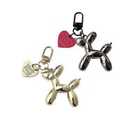 MaoNativey 2 Pack Elegant Keychain for Women, Gold & Silver Dog Charm Keyrings, Aesthetic Bag Charms for Purse, Backpack, Keys - Cute Animal Lover Gift, Stylish Key Holder Accessories