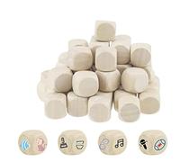 MaoNativey 20 White Wooden Dice, DIY Unpainted, 20mm, Hexahedron, All Ages
