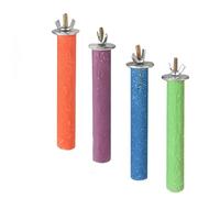 MaoNativey 4 PCS Colorful Bird Perches - Natural Wood Cage Stand for Parrots, Budgies, Cockatiels, Parakeets, Conures - Paw Grinding & Chewing Toy - Safe Birdcage Accessories (15cm)