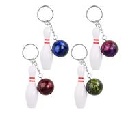 MaoNativey 4 PCS Mini Bowling Keychain Charms - Sports Theme Keyring Pendants for Athletes, Kids, Friends - Cute Bowling Ball Keychain Decor for Car Keys, Gifts, Sports Parties