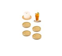 MaoNativey 4PCS Bamboo Mosaic Coasters, Blank Coasters for Crafts DIY Mosaic Supplies,Drinking Cup Coaster,Plant Coaster,Art Plate