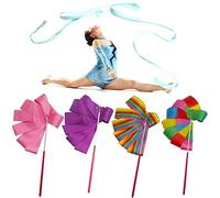 MaoNativey 4Pcs Dance Ribbons, Rhythmic Gymnastics Ribbon Dancing Streamers Twirling with Rods for Artistic Dancing Gym Circus Training(2-Meter)