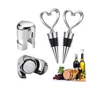 MaoNativey 4Pcs Wine Bottle Stopper, Wine Champagne Bottle Stopper, Reusable Love Design Heart Shape Wine Saver Silicone Wine Stopper for Wine Collection Beer Saver Sealer No Spill, Fizz Saver