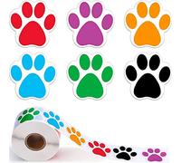 MaoNativey 500 Piece Colorful Dog Paw Print Labels - 6 Colors Animal Footprints Decals for Scrapbook, Craft Tags, Wall Decoration and Treat Bags