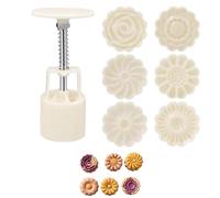 MaoNativey Moon Cake Mould 50g - Mooncake Mould Press with 6 Flower Stamps, Mooncake Mold Flower Stamps Set for DIY Mooncakes, Dessert, Cupcake, and Pastry Making