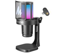 MAONO DGM20W Wireless Gaming Mic for PC, 2.4GHz Wireless & USB Streaming Microphone with RGB Lighting, Noise Cancellation, Software, Tap-to-Mute, Real-Time Monitoring for Gaming, Twitch, Discord