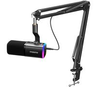 MAONO Dynamic Gaming Microphone with Boom Arm: XLR/USB Podcast Microphone with Software, Mute Button, Gain Control, RGB PC Mic for Streaming, Recording, PS4/PS5, YouTube Content Creation PD100XS