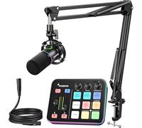 MAONO Gaming Streaming Equipment Bundle: Audio Interface Mixer and XLR Dynamic Mic RGB Noise Reduction Live Streaming Podcasting MaonoCaster PD200XS&G1 NEO