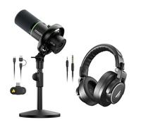 MAONO PD200W Hybrid Podcast Microphone for PC,Wireless,USB/XLR Dynamic Mic with MH700 Studio Headphones