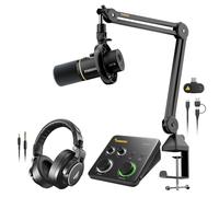 MAONO PD200W Hybrid Wireless Podcast Microphone With Arm, USB/XLR Dynamic Mic With PS22 Lite XLR Audio Interface and MH700 Studio Headphones for Live Streaming,Recording,Vocal,Home Studio