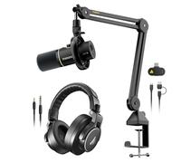 MAONO PD200W Hybrid Wireless Podcast Microphone With Boom arm, USB/XLR Dynamic Mic With MH700 Studio Headphones