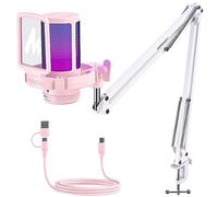 MAONO Pink Gaming Microphone with Noise Reduction - PC Computer Condenser Microphone with RGB Light, Mute, Gain, Monitoring for Streaming, Podcast, YouTube, Twitch, Discord, PS5/4