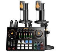 MAONO Podcast Equipment Bundle for 2: Audio Interface Mixer with 2 XLR Condenser Mic Noise Reduction Podcast Streaming MaonoCaster E2 Gen2B