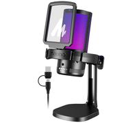 MAONO USB Gaming Microphone for PC, Computer Condenser mic with Noise Cancellation, RGB Lights, Mute, Gain Control for Streaming, Recording, Podcast, Chat, Twitch, YouTube, Discord, PS5, PS4, DM20