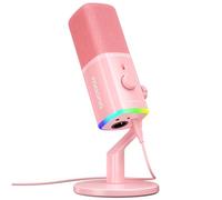 MAONO USB/XLR Gaming Mic for Streaming, Podcasting, and Studio Recording, Dynamic Microphones with Dual Noise Cancellation, Software, RGB, and Mute Button for PC, PS4/PS5, Mixers (PD100X Pink)