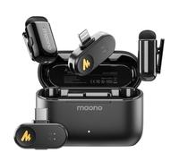 MAONO WAVE T1 Mini Wireless Microphone for iPhone Android Tablet PC with Noise Cancellation, AI Voice Changer, 30h with Charging Case, USB-C/Lightning Lavalier Mic for Video Recording Vlog Youtube