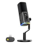 MAONO Wireless Dynamic Microphone with USB-C Wireless & Wired Dual Mode, 7-Layer Noise Reduction PC Desk Mic with RGB, Mute, Laptop Mic for Gaming/Streaming/Meeting, PD100W Black