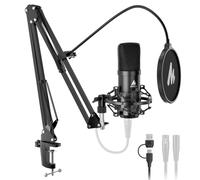 MAONO XLR/USB Condenser Microphone: 192kHz/24Bit Plug & Play PC Computer Podcast Cardioid Metal Mic Kit with Software, Professional Sound Chipset for Recording, Studio, Singing, YouTube A04 Gen2