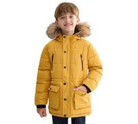 maoo garden Boys Puffer Winter Coat Big Kids Heavyweight Sherpa Lined Fur Hooded Jacket Water-Resistant Snow Parka Yellow 10Y