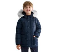 maoo garden Boys Puffer Winter Coat Big Kids Heavyweight Sherpa Lined Fur Hooded Jacket Water-Resistant Snow Parka Navy 12Y