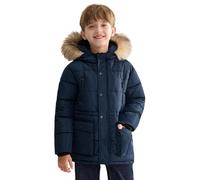 maoo garden Boys Puffer Winter Coat Big Kids Heavyweight Sherpa Lined Fur Hooded Jacket Water-Resistant Snow Parka Navy 10Y