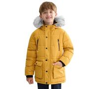 maoo garden Boys Puffer Winter Coat Big Kids Heavyweight Sherpa Lined Fur Hooded Jacket Water-Resistant Snow Parka Yellow 14Y