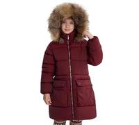 maoo garden Girls Puffer Winter Coat Faux-Down Heavyweight Snow Parka Fuzzy Fur Lining Hood Water-Resistant Long Jacket Wine 14Y