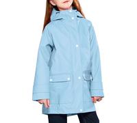 maoo garden Girls Rain Jackets Kids Waterproof Raincoat Lightweight Floral Lining Spring Windbreaker, Light Blue, 13-14 Years
